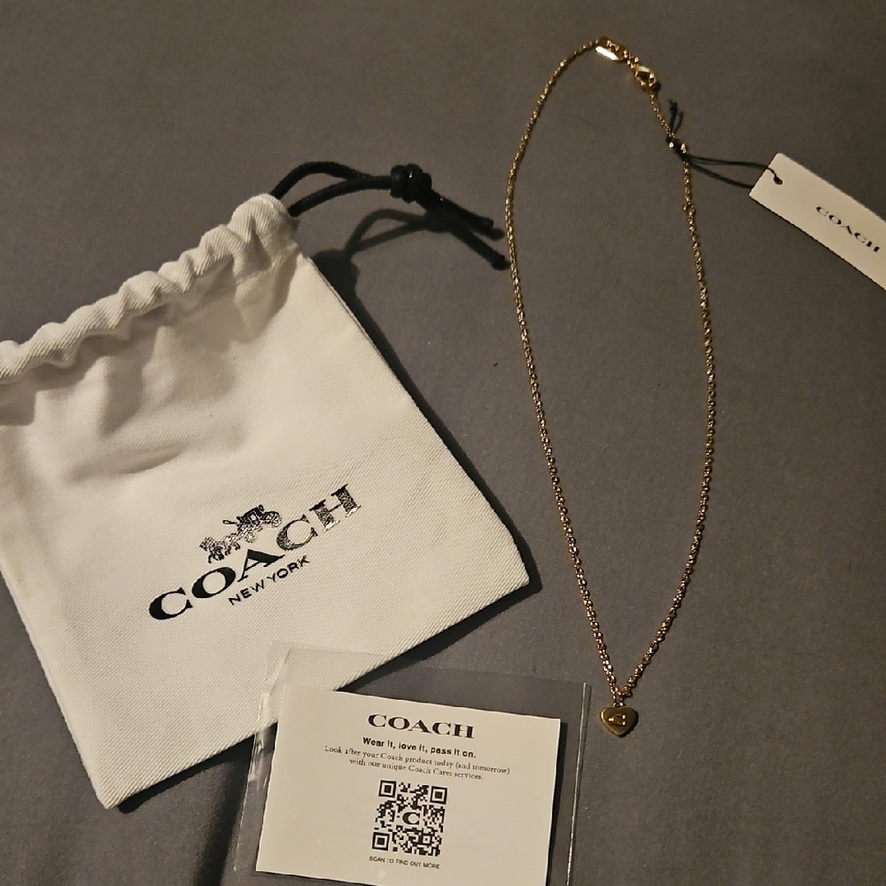 Coach Gold Heart Pendant Necklace